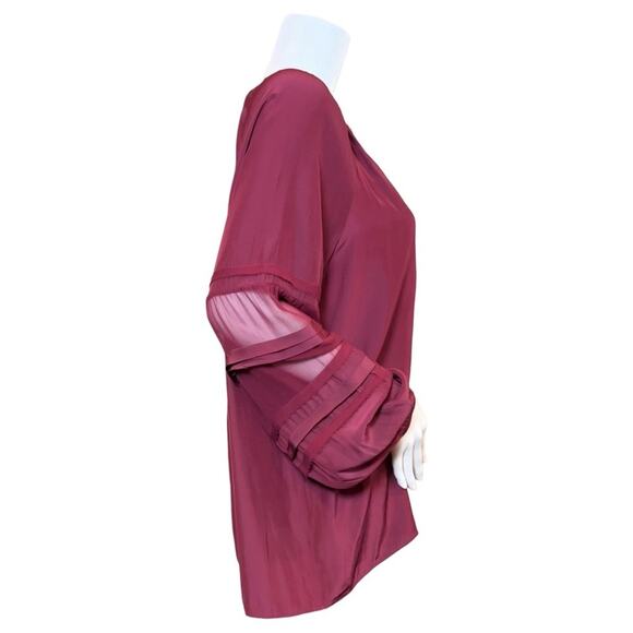 #T149 Ramy Brook Sheer Detail Puff Sleeve Top SZ M $345 - Picture 8 of 11